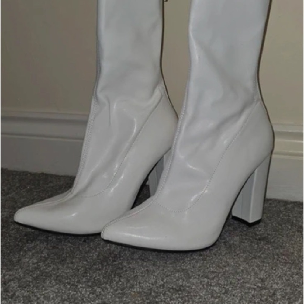 Nasty Gal White Heeled Boots
